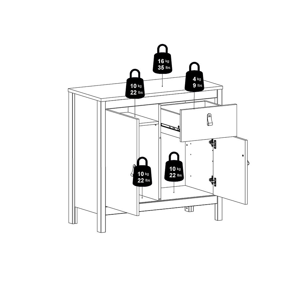 Thumbnail: Bradley Sideboard 2 doors + 1 drawer in White