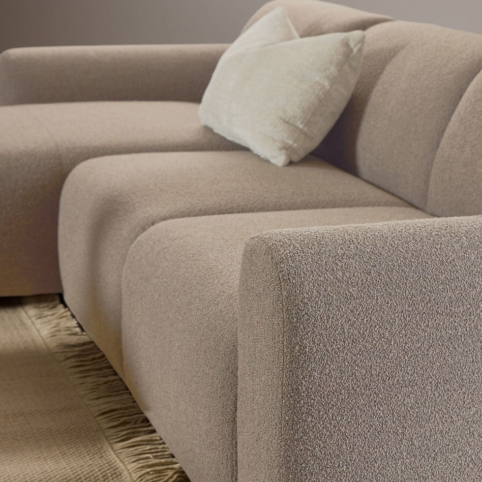 Thumbnail: Midfield Left Hand Facing 2 Seater Chaise Lounge in Boucle Beige Fabric