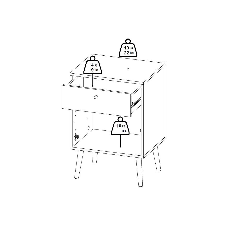 Thumbnail: Cumbria Nightstand 1 Door + 1 Drawer Dark Grey