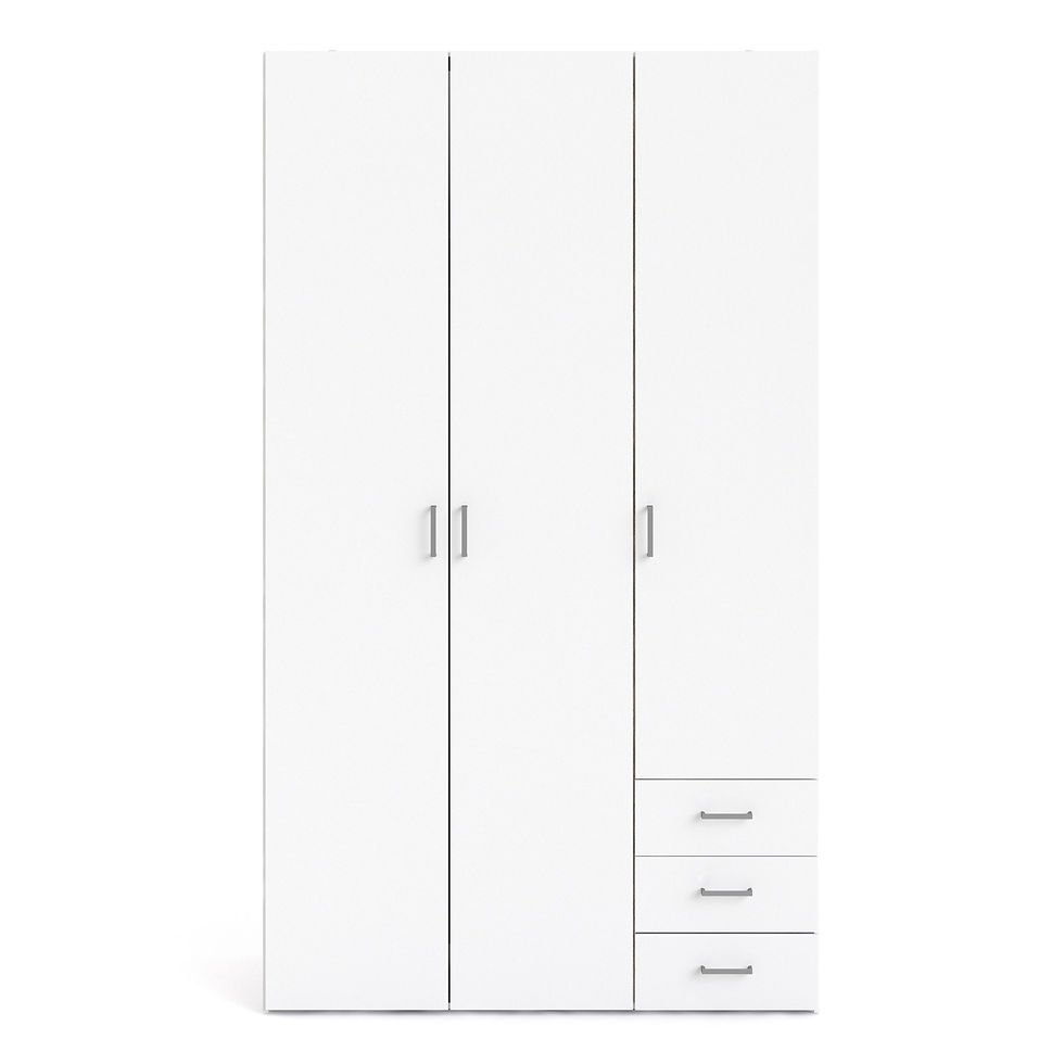 Thumbnail: Classic Wardrobe - 3 Doors 3 Drawers in White 2000