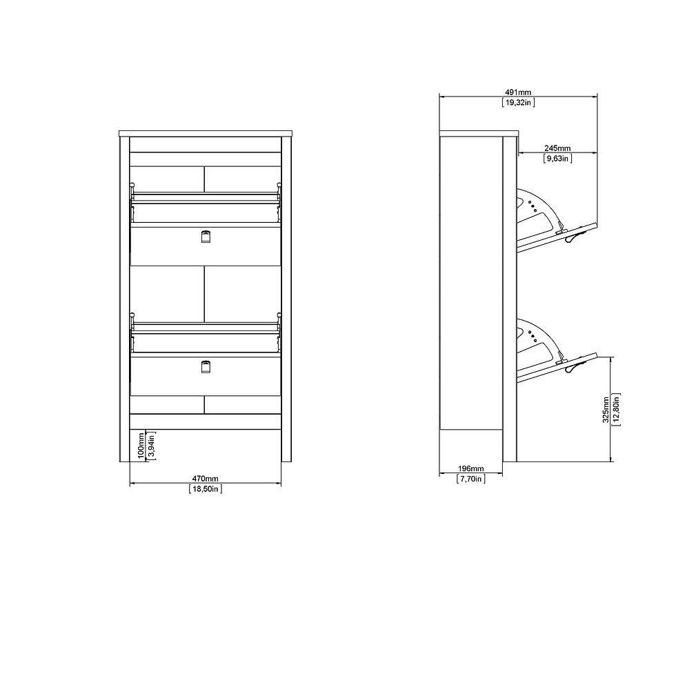 Thumbnail: Bradley Shoe Cabinet 2 flap doors Matt Black