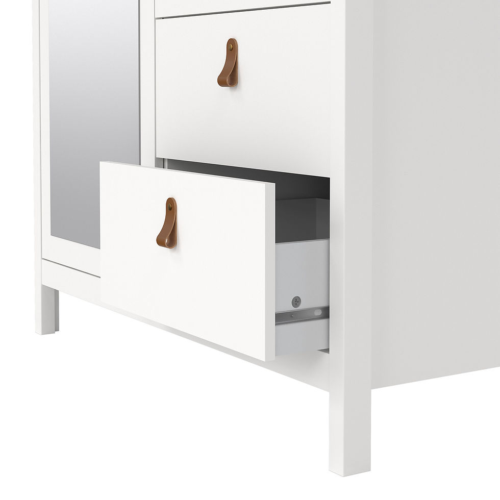 Thumbnail: Bradley Wardrobe with 1 door + 1 mirror door + 2 drawers White