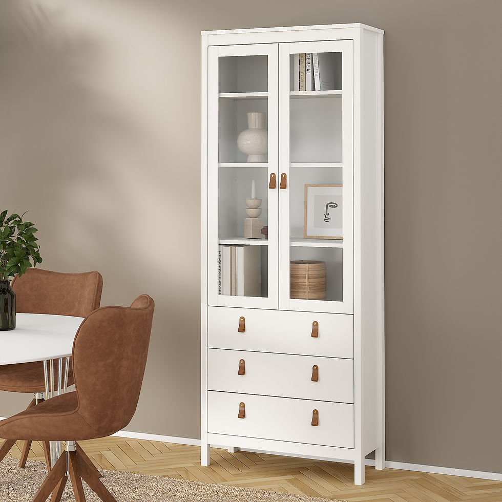 Thumbnail: Bradley China cabinet 2 doors w/glass + 3 drawers in White