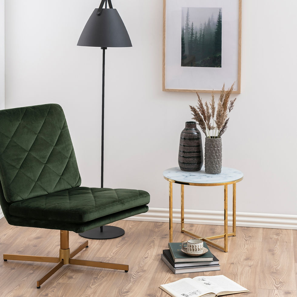 Thumbnail: Alisma Round Side Table with White Marble Effect Top