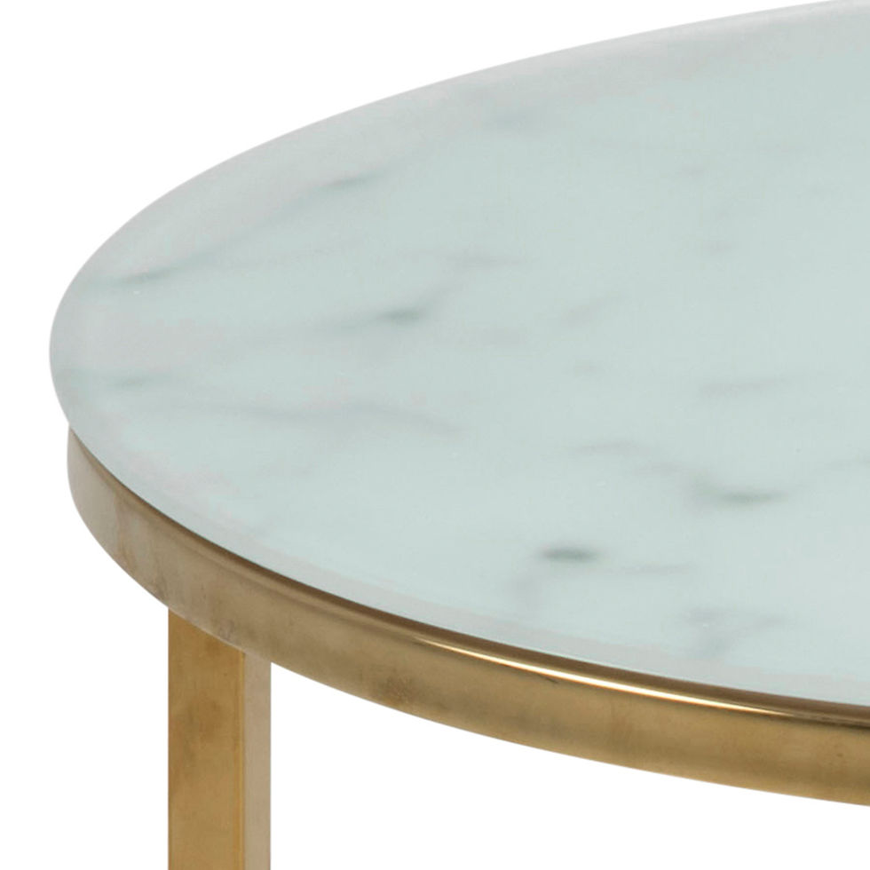 Thumbnail: Alisma Round Side Table with White Marble Effect Top