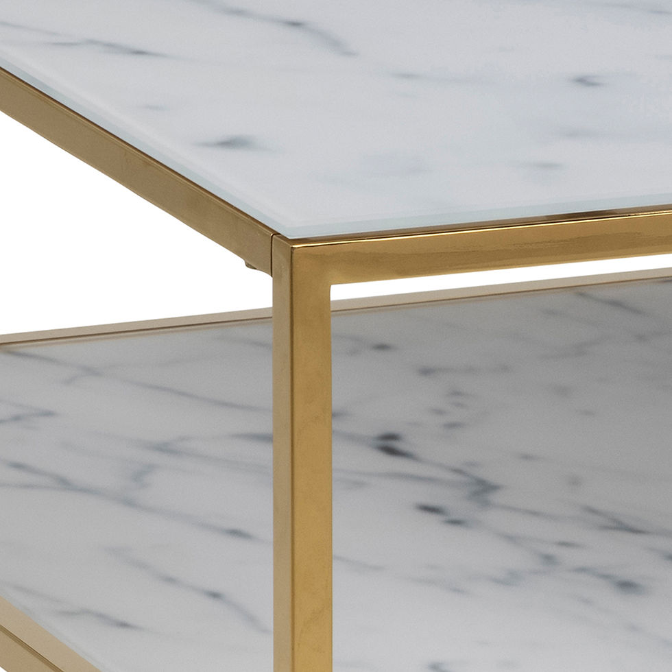 Thumbnail: Alisma Open Shelf Coffee Table with White Marble Effect & Gold Legs