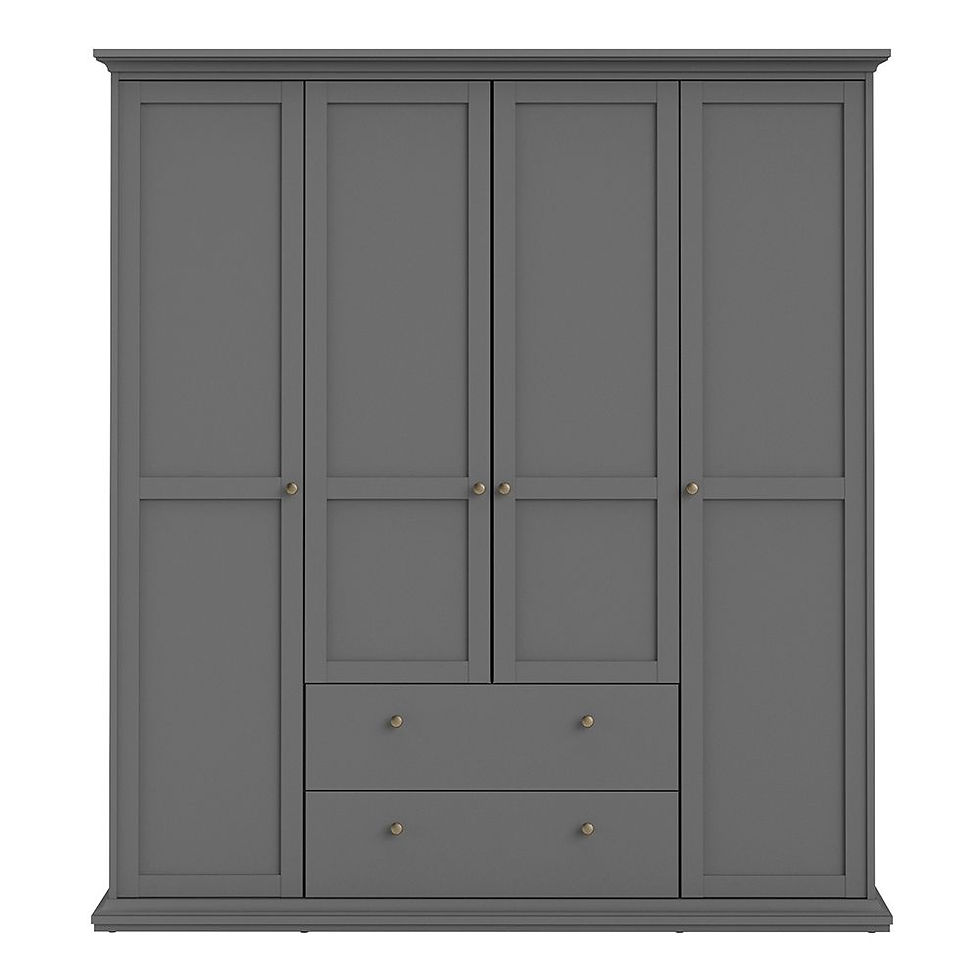 Thumbnail: Penelope Wardrobe with 4 Doors and 2 Drawers in Matt Grey
