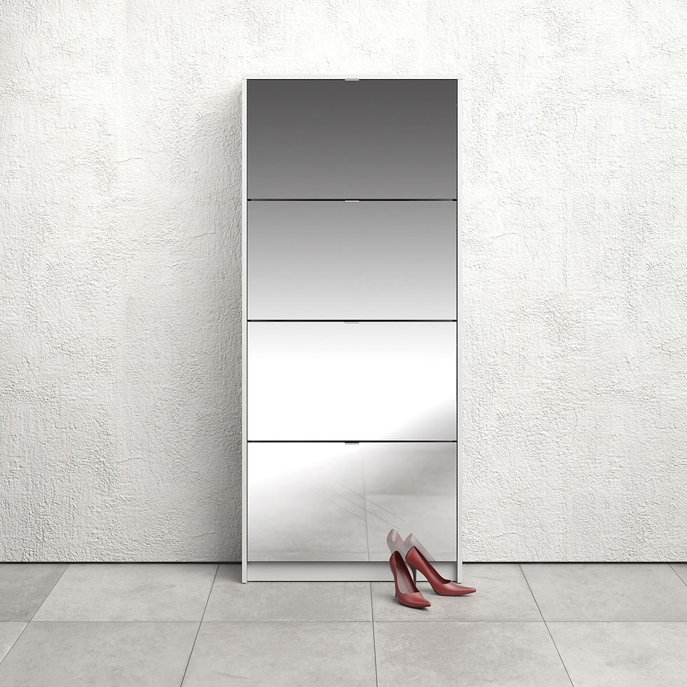 Thumbnail: Shoes Shoe cabinet 4 flip-down tilting doors - 2 layers in White