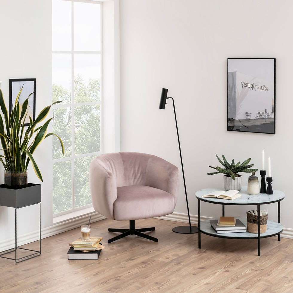 Thumbnail: Alisma Round Coffee Table with Marble Effect Top & Black Legs