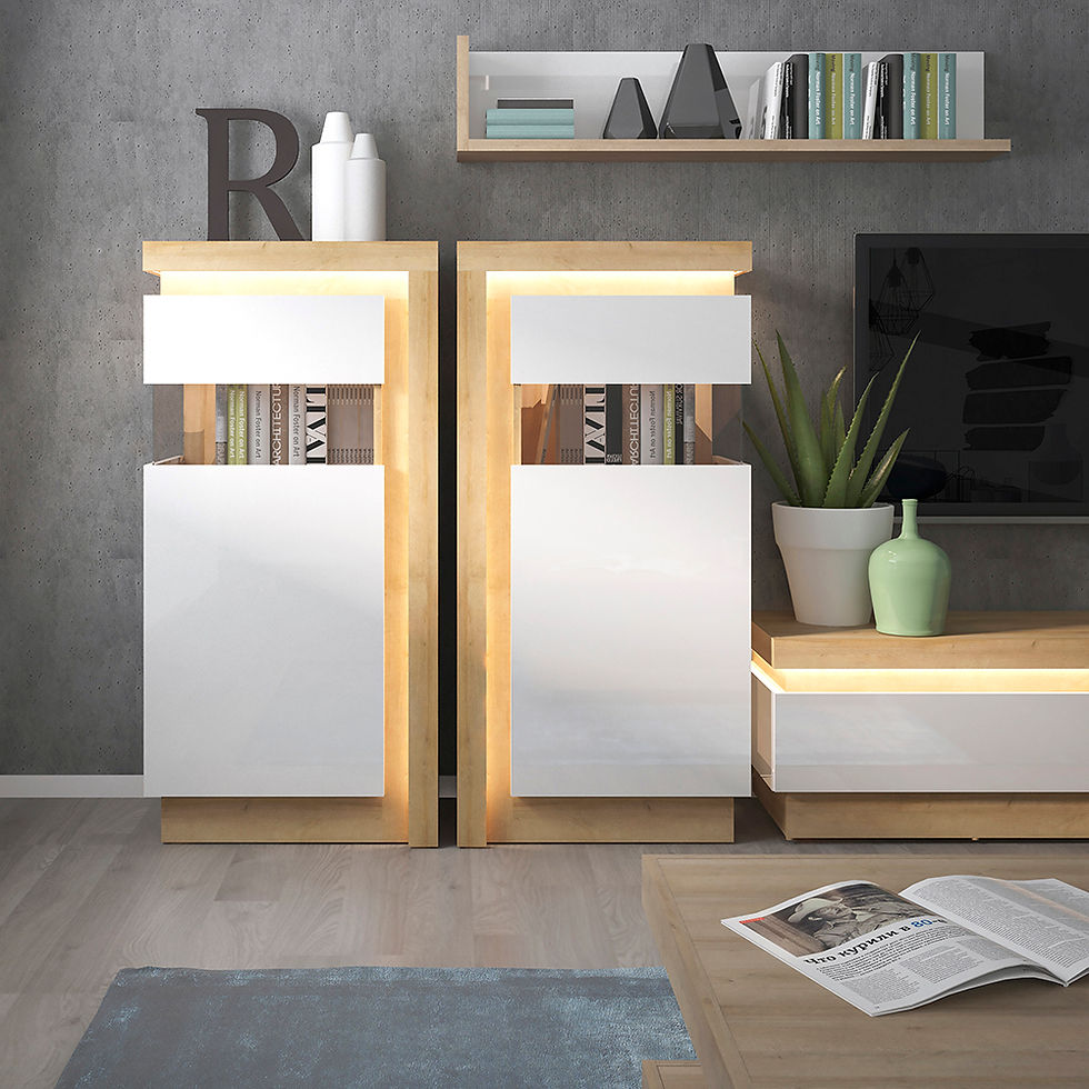 Thumbnail: Lynn Designer coffee table in Riviera Oak/White High Gloss