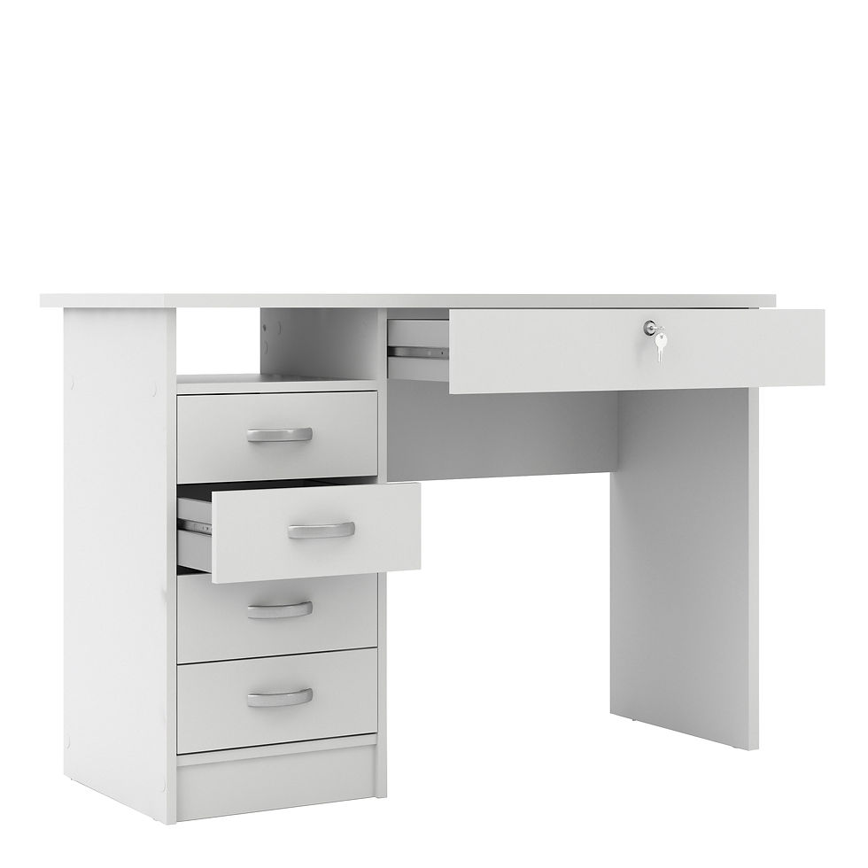Thumbnail: Function Plus Desk 5 Drawers in White