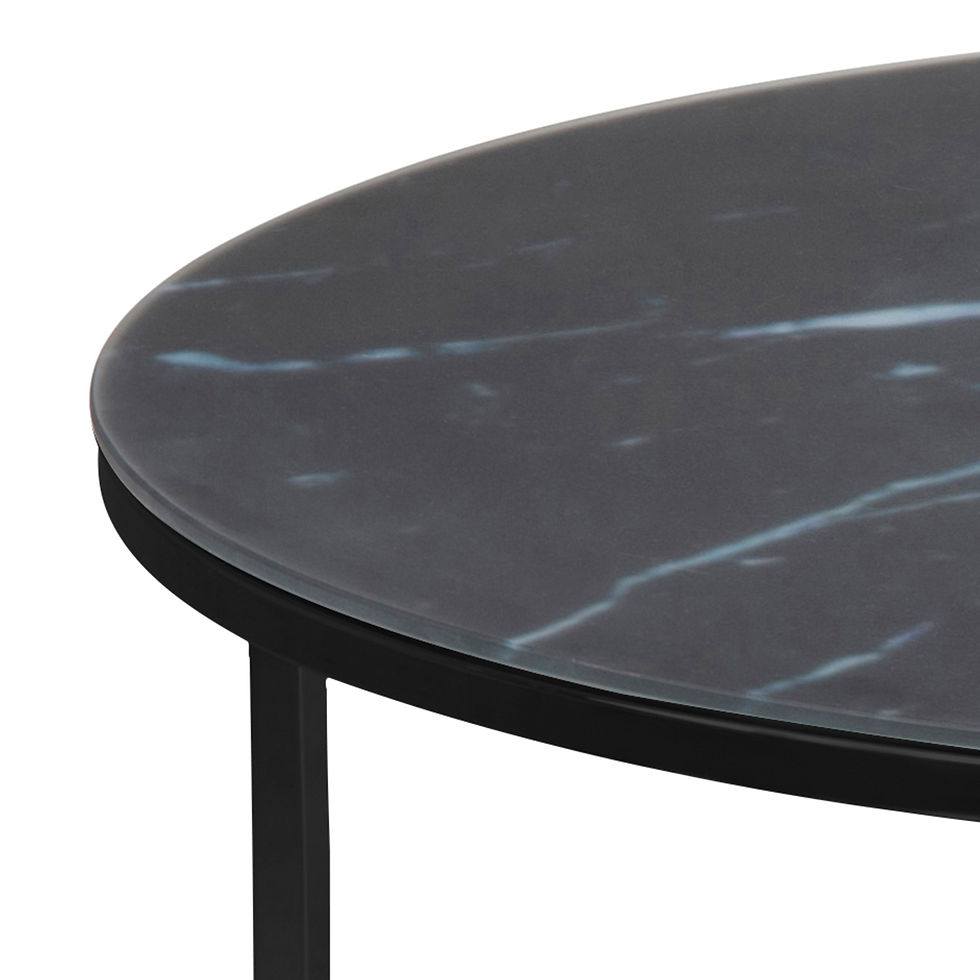 Thumbnail: Alisma Round Coffee Table with Black Marble Top & Black Legs