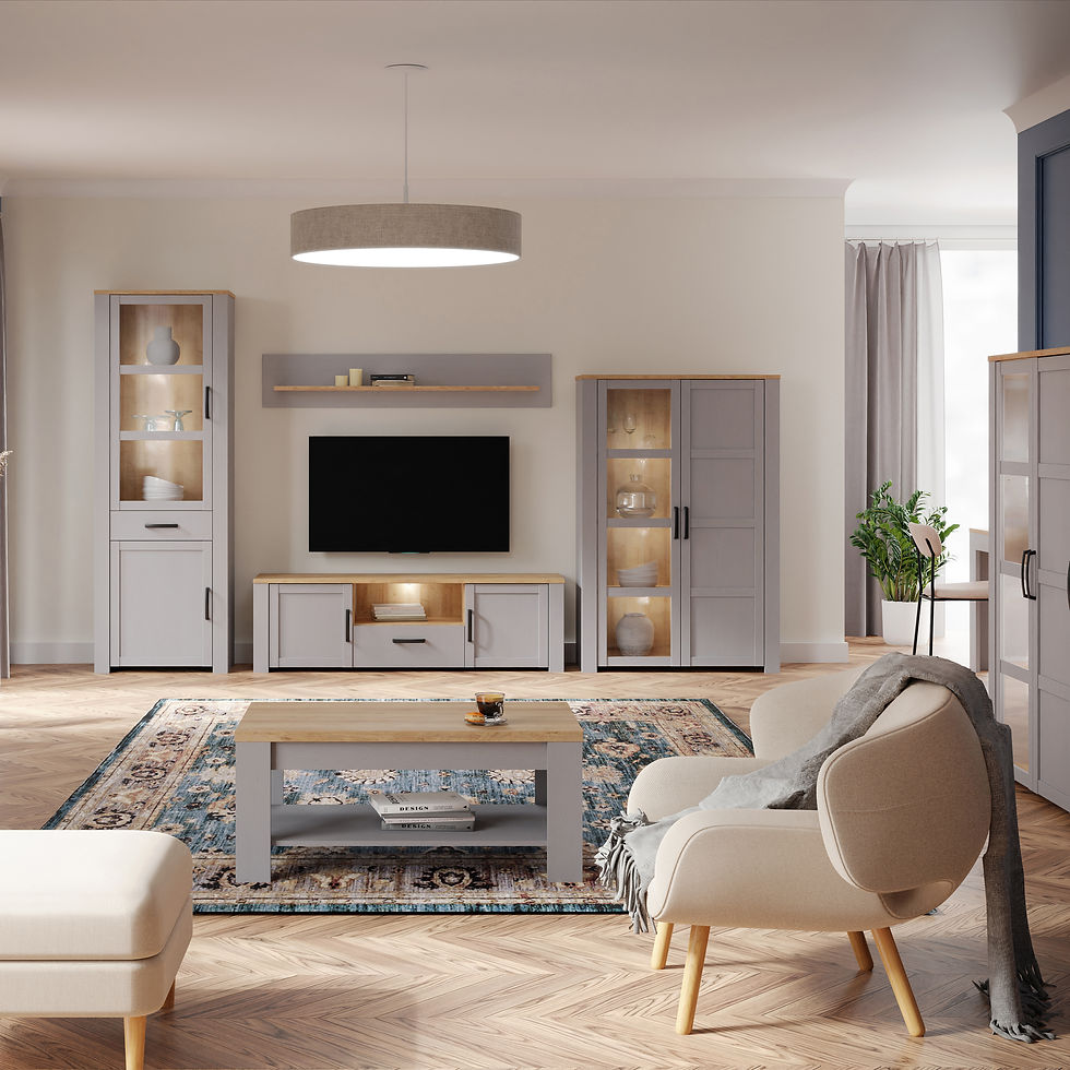 Thumbnail: Winchester Display Cabinet in Riviera Oak/Grey Oak