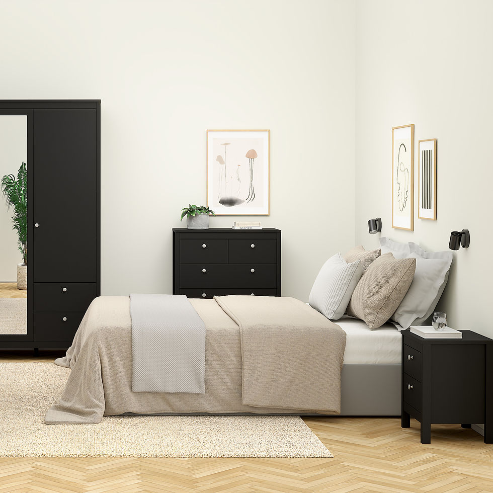 Thumbnail: Madrid Bedside Table 2 drawers in Matt Black