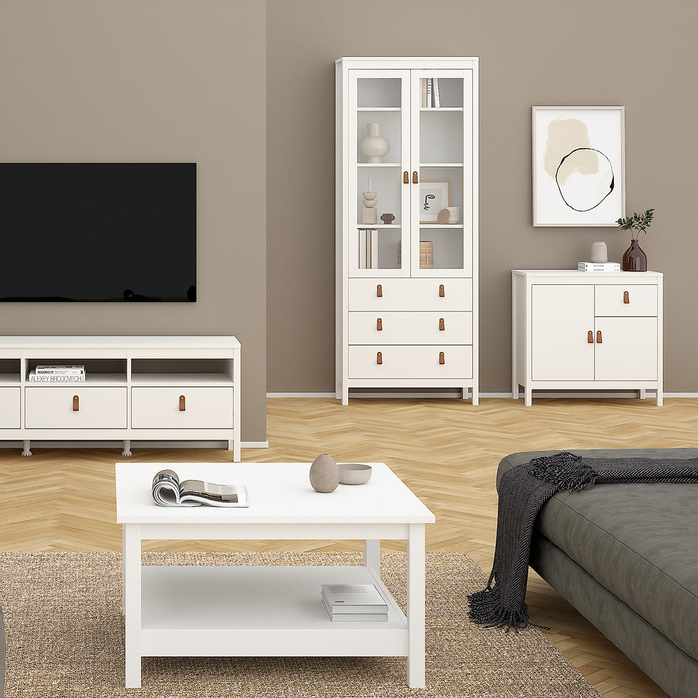 Thumbnail: Bradley China cabinet 2 doors w/glass + 3 drawers in White