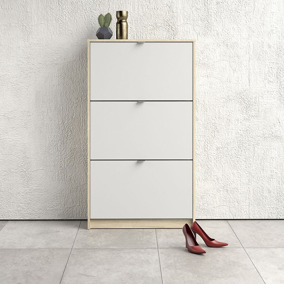 Thumbnail: Shoes Shoe cabinet 3 flip-down doors and 2 layers Oak structure White