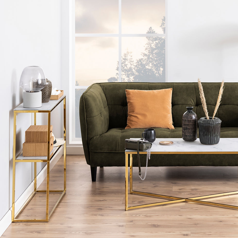 Thumbnail: Alisma Console Table With Marble Effect Top & Gold Legs