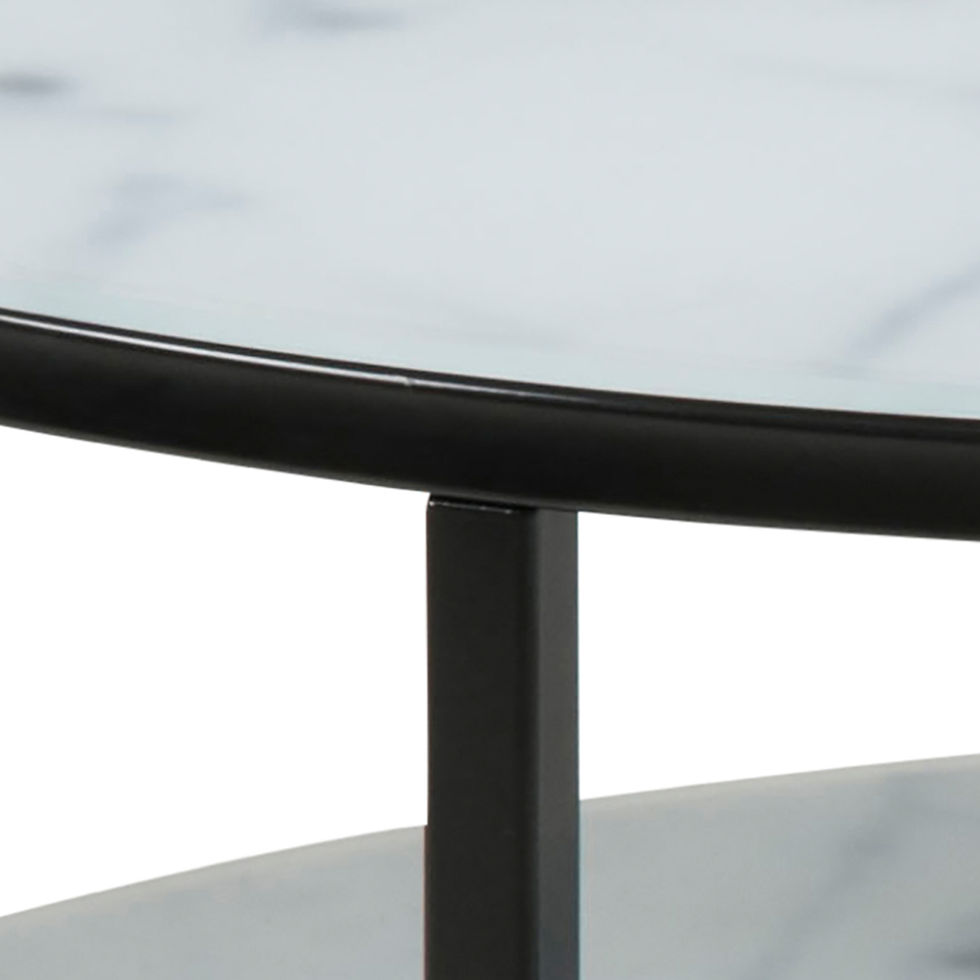 Thumbnail: Alisma Round Coffee Table with Marble Effect Top & Black Legs