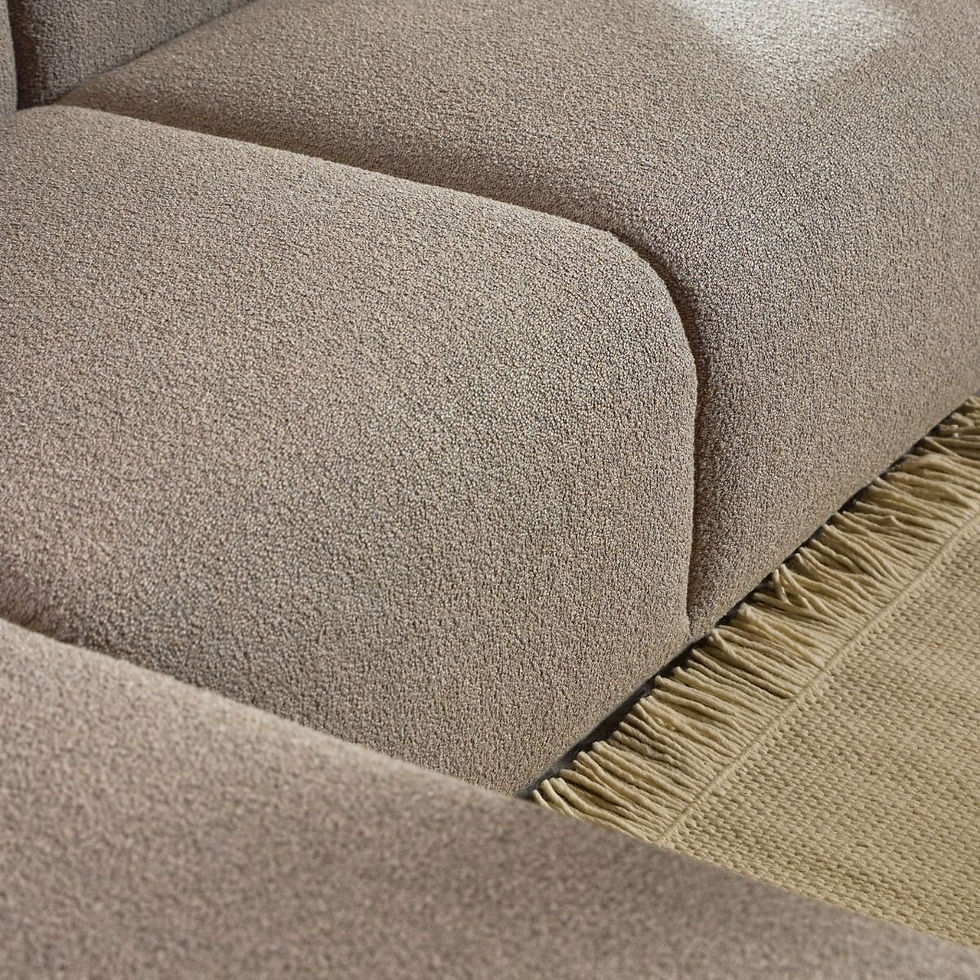 Thumbnail: Midfield Left Hand Facing 2 Seater Chaise Lounge in Boucle Beige Fabric
