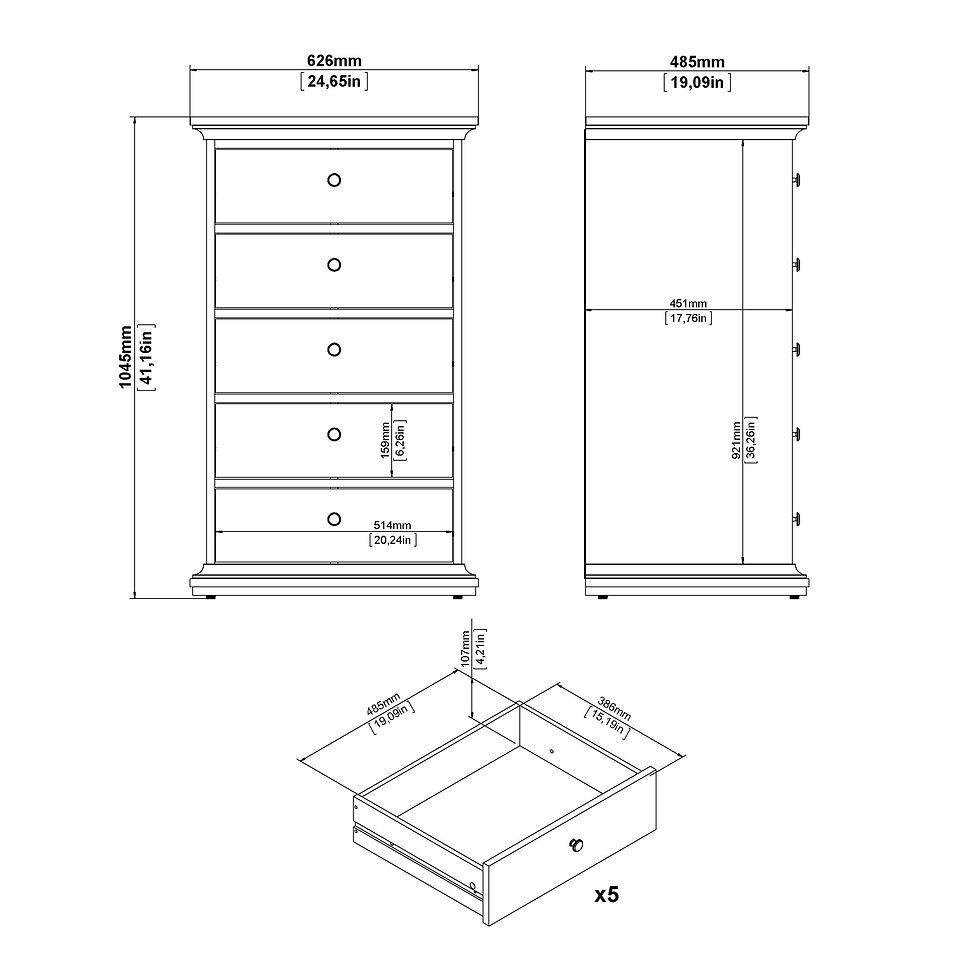 Thumbnail: Penelope Chest 5 drawers in Matt Grey