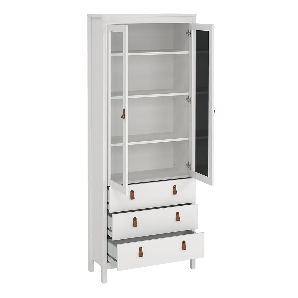 Thumbnail: Bradley China cabinet 2 doors w/glass + 3 drawers in White