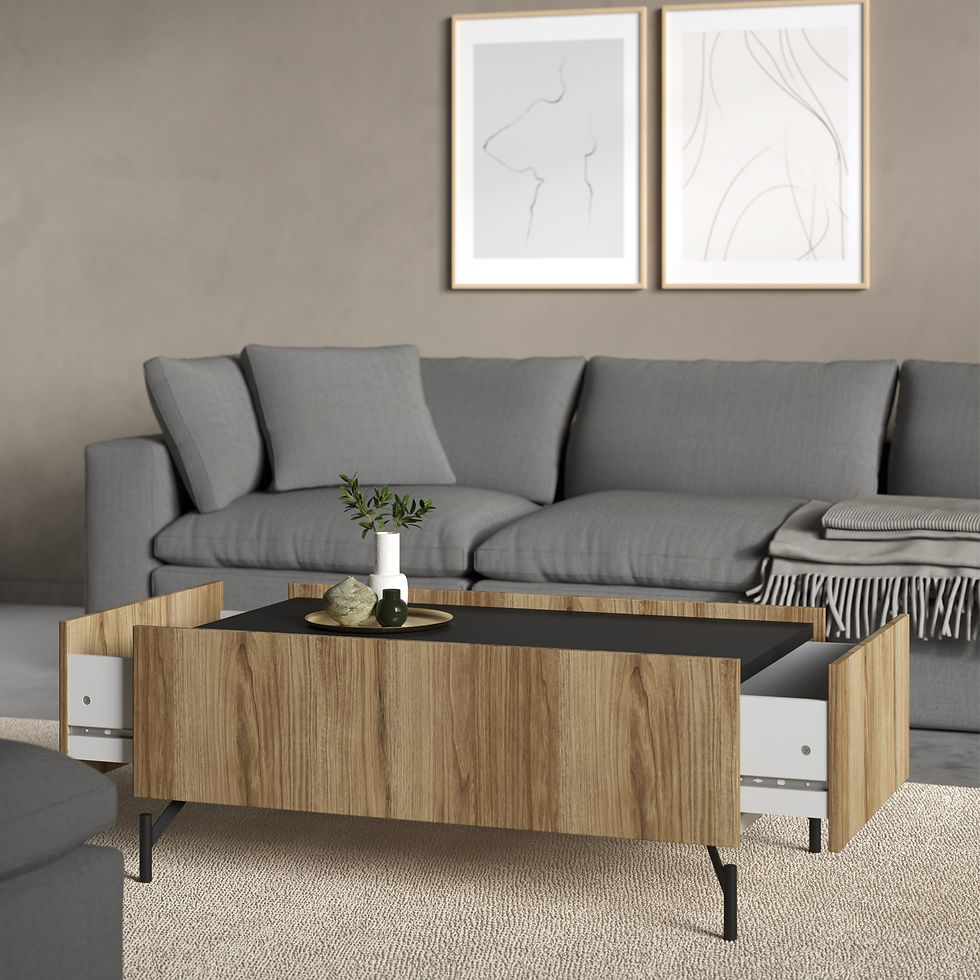 Thumbnail: Kendall Coffee table with 2 Drawers Oak and Black