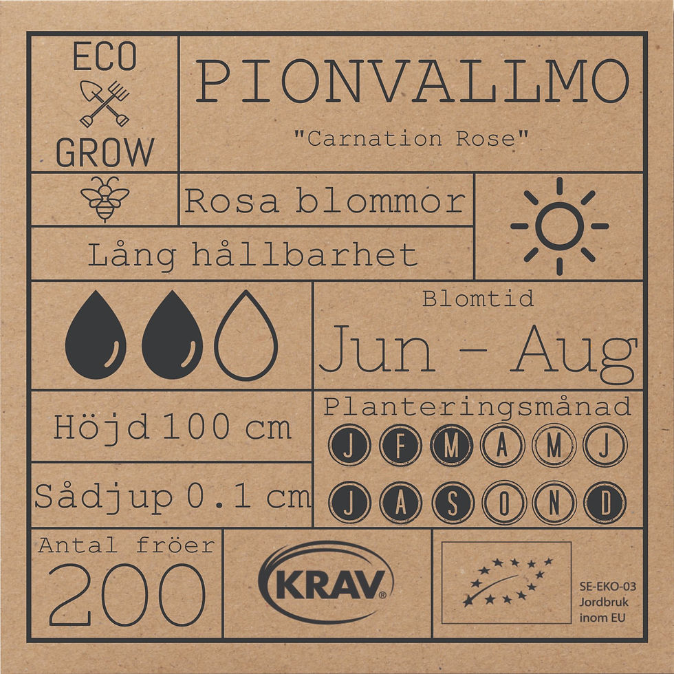 Miniatyrbild: Pionvallmo Carnation Rose Eco Grow