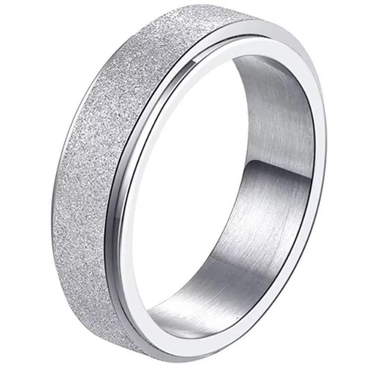 Thumbnail: Stainless Steel Glitter Spinner Anxiety Ring