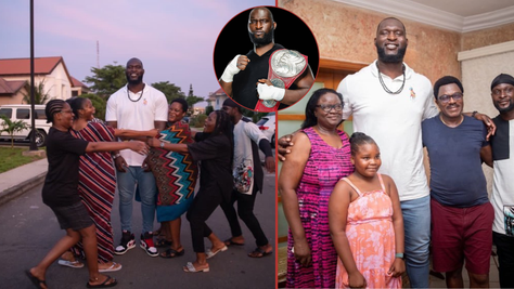 Amos Returns To Nigeria For The First Time In 14 Years, Visits His Family