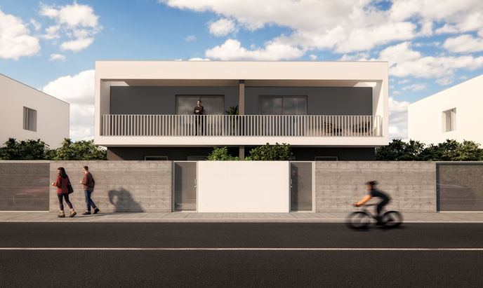 fachada principal de la vivienda con terraza