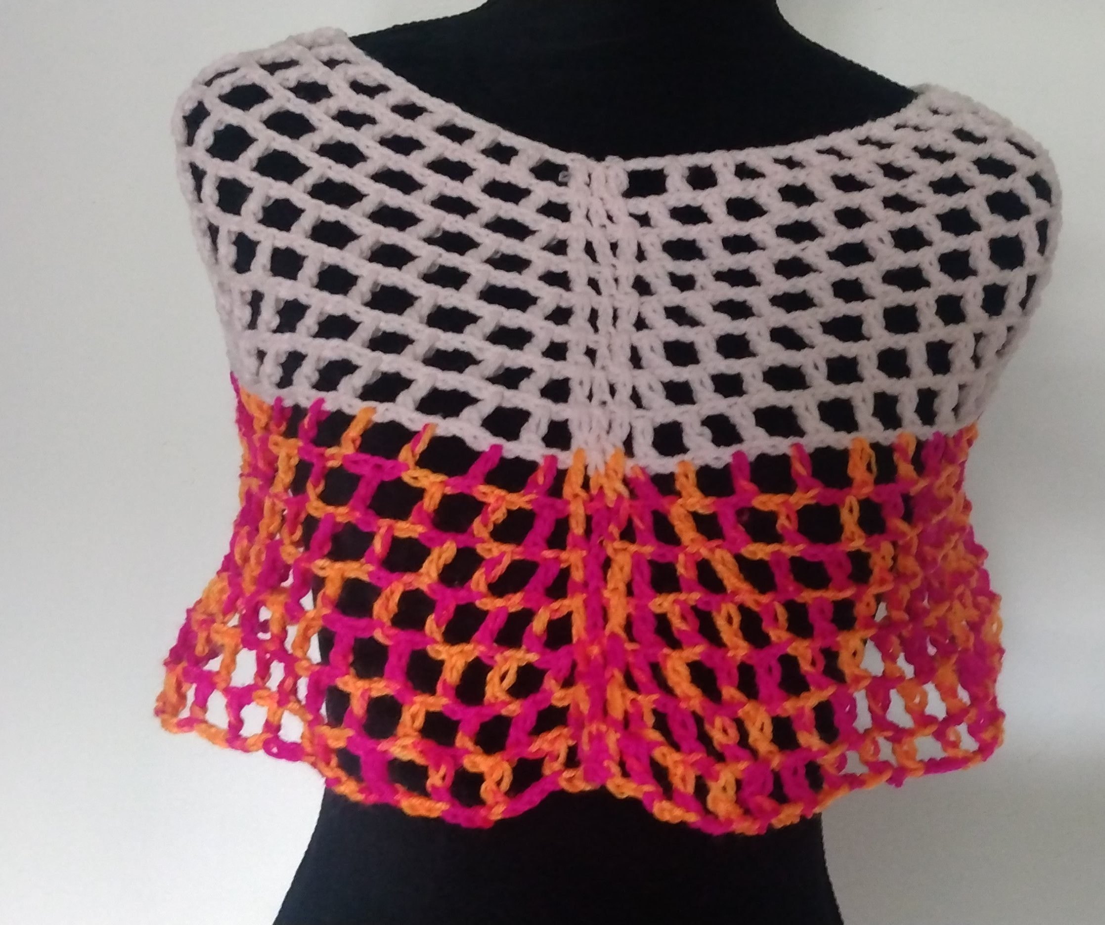 Crochet mesh poncho