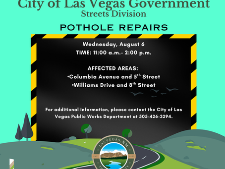 PSA 8/6/2025 8:00 a.m.: Pothole Repairs – Wednesday, August 6