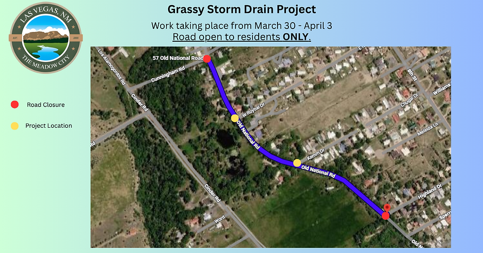 PSA 3/30/2026 8:30 a.m.: Grassy Storm Drain Project: Road Closure & Traffic Advisory (March 30–April 3)