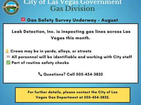 PSA 8/4/2025 2:00 p.m.: City of Las Vegas Gas Division Conducting Annual Safety Survey