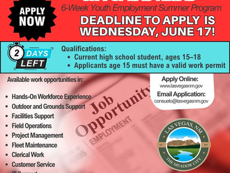PSA 6/15/2026 4:30 p.m.: City of Las Vegas Seeking Final Applicants for Summer Youth Employment Program