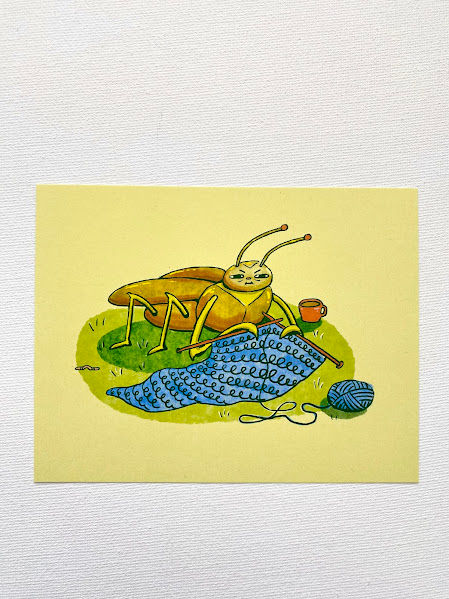 postcard - knitter bug