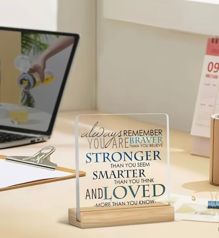 Thumbnail: You are Braver, Stronger, loved Acrylic Desk Decor