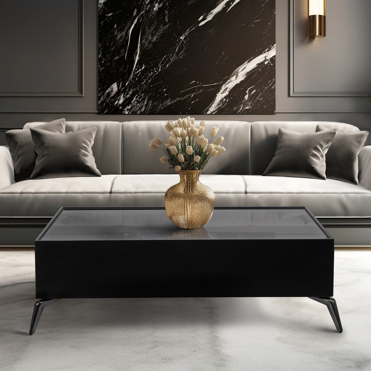 Wood/Glass Black Coffee Table