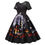 Thumbnail: Halloween Womens Vintage Printed Short Sleeve V-Neck Lace A-Line Dress