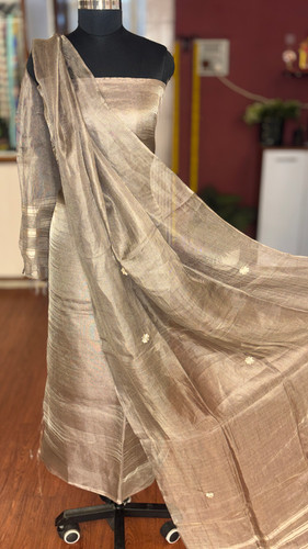 pure tussar silk dress material Rust Stripes Tussar Silk Fabric, Ahisma Silks By DesiCrafts, Buy Online