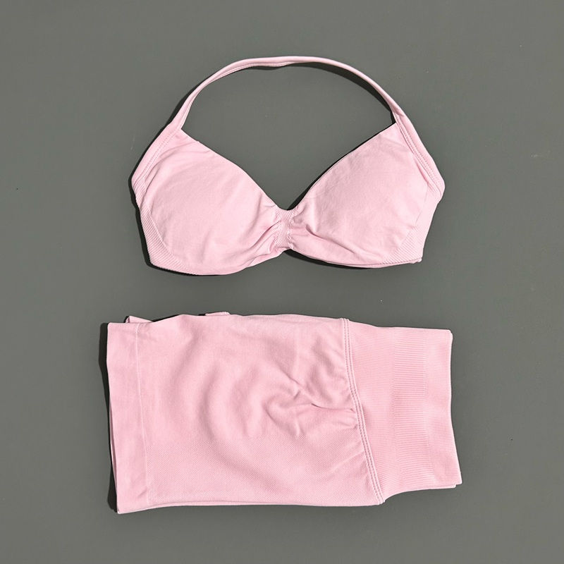 Miniatura: 2 Piece Sports Gym Set Strappy Bra Yoga Underwear Short Sport Leggings Bicycle R