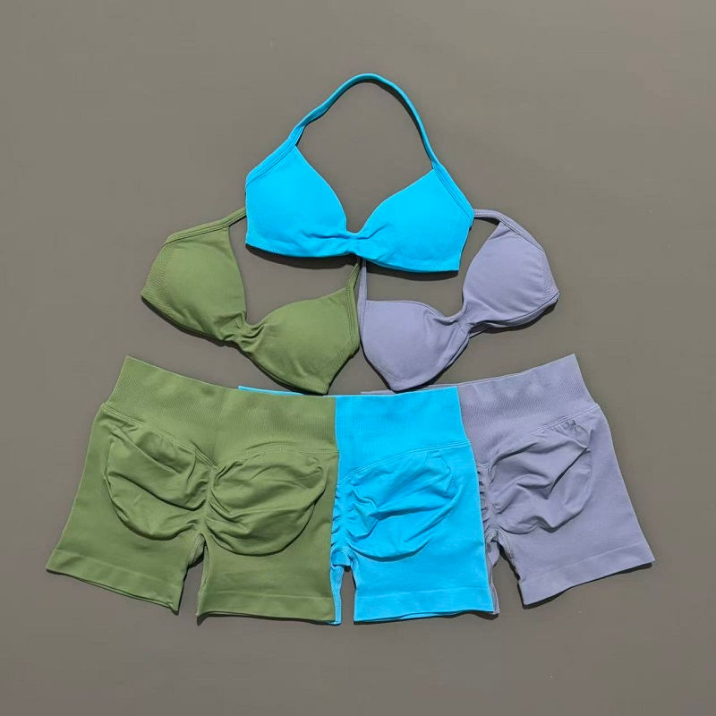 Miniatura: 2 Piece Sports Gym Set Strappy Bra Yoga Underwear Short Sport Leggings Bicycle R