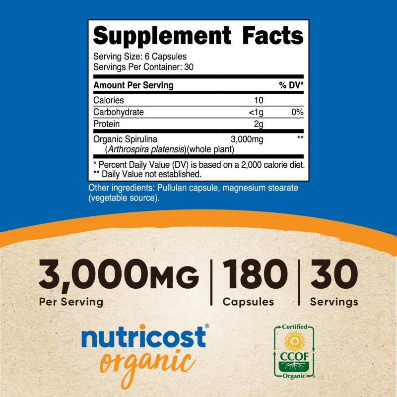Miniatura: ESPIRULINA 3000 MG NUTRICOST LIBERADOR CELULAS MADRE