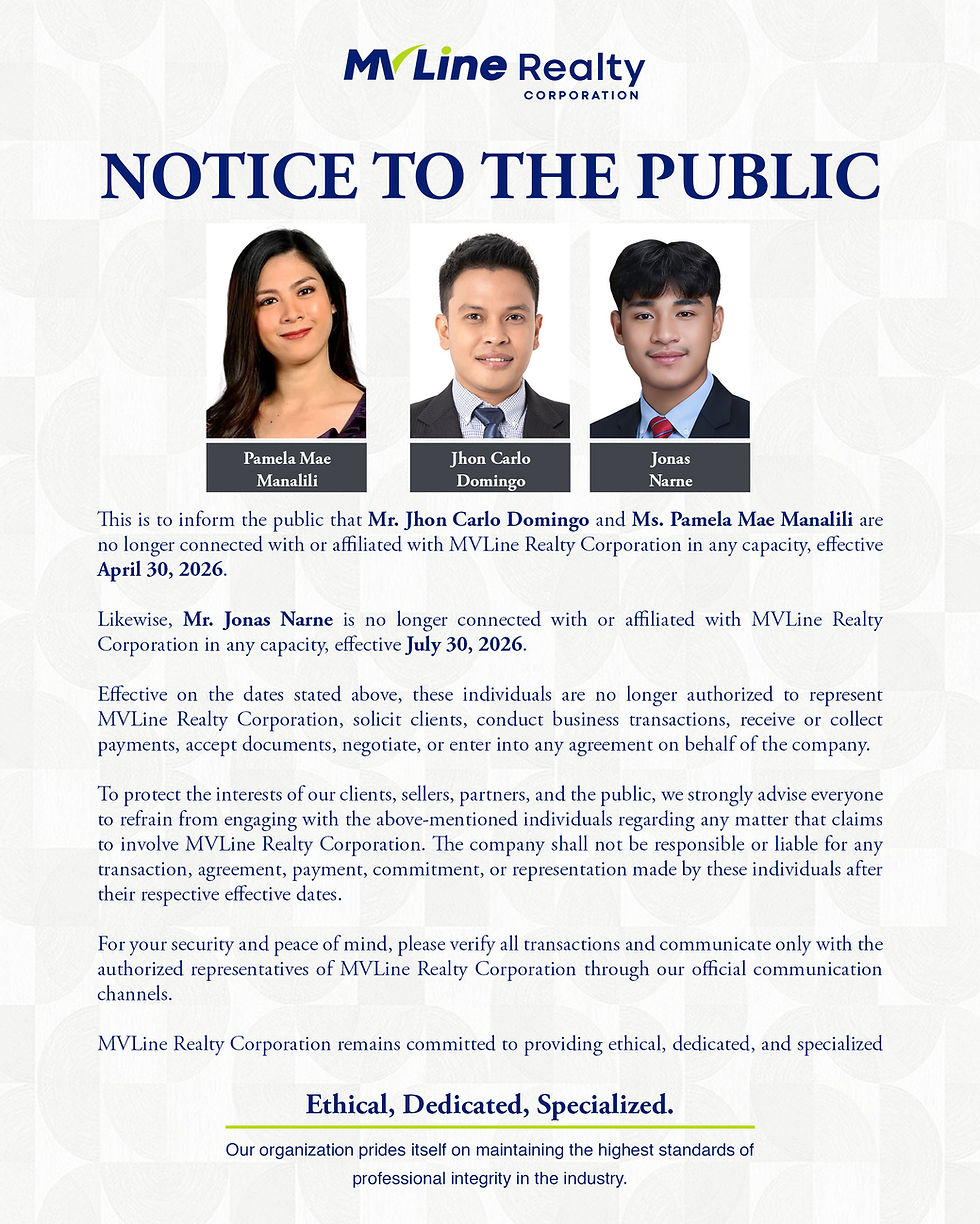 Notice to the public from Mvline Realty Corporation