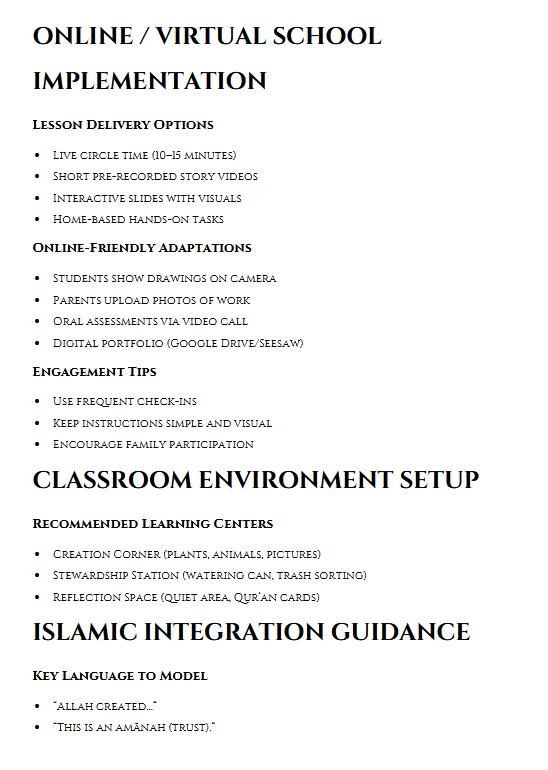 Thumbnail: Kindergarten Islamic Curriculum – Social Studies Unit 1 