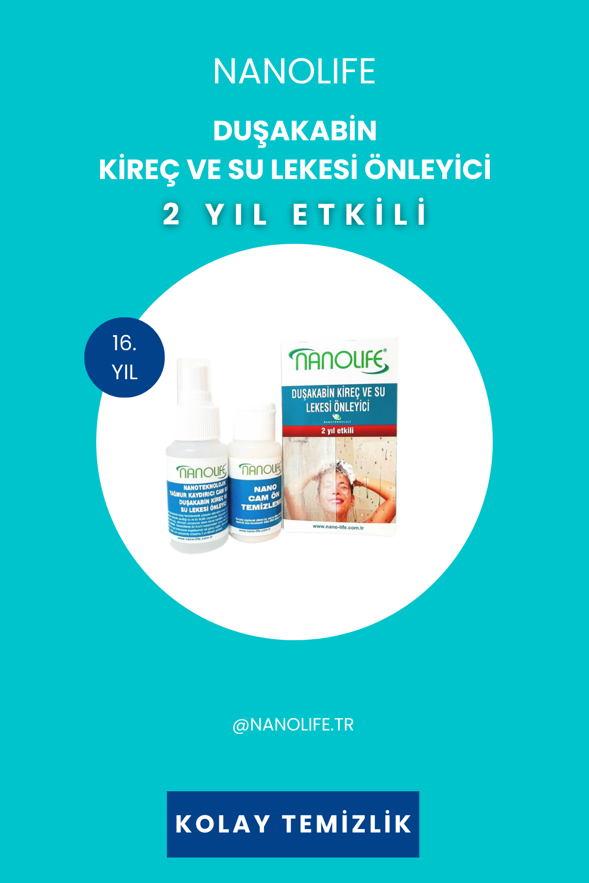 Nanolife Nano Teknoloji Duşakabin Kireç Önleyici ve Cam Su Kaydırıcı-2 Yıl Etki