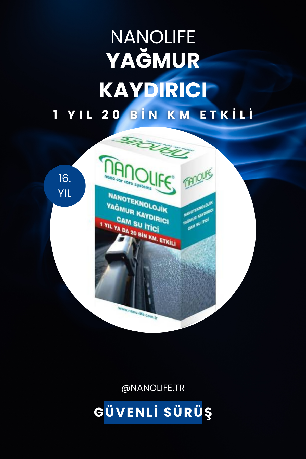 Nanolife Nano Teknoloji Oto Cam Yağmur Kaydırıcı ve Su Itici Seti (1 Yıl Etkili)
