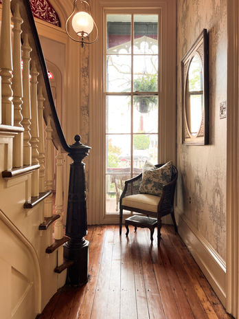 Benjamin Moore manchester tan trim paint with floor to ceiling windows 