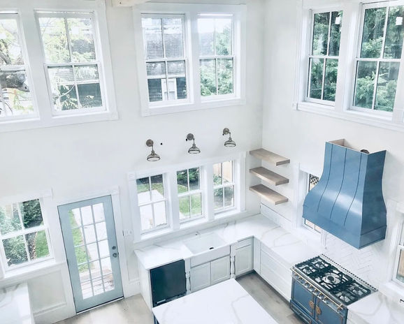 Benjamin Moore interior wall and trim paint, spray painted trim, painted wooden window sashes and trim.