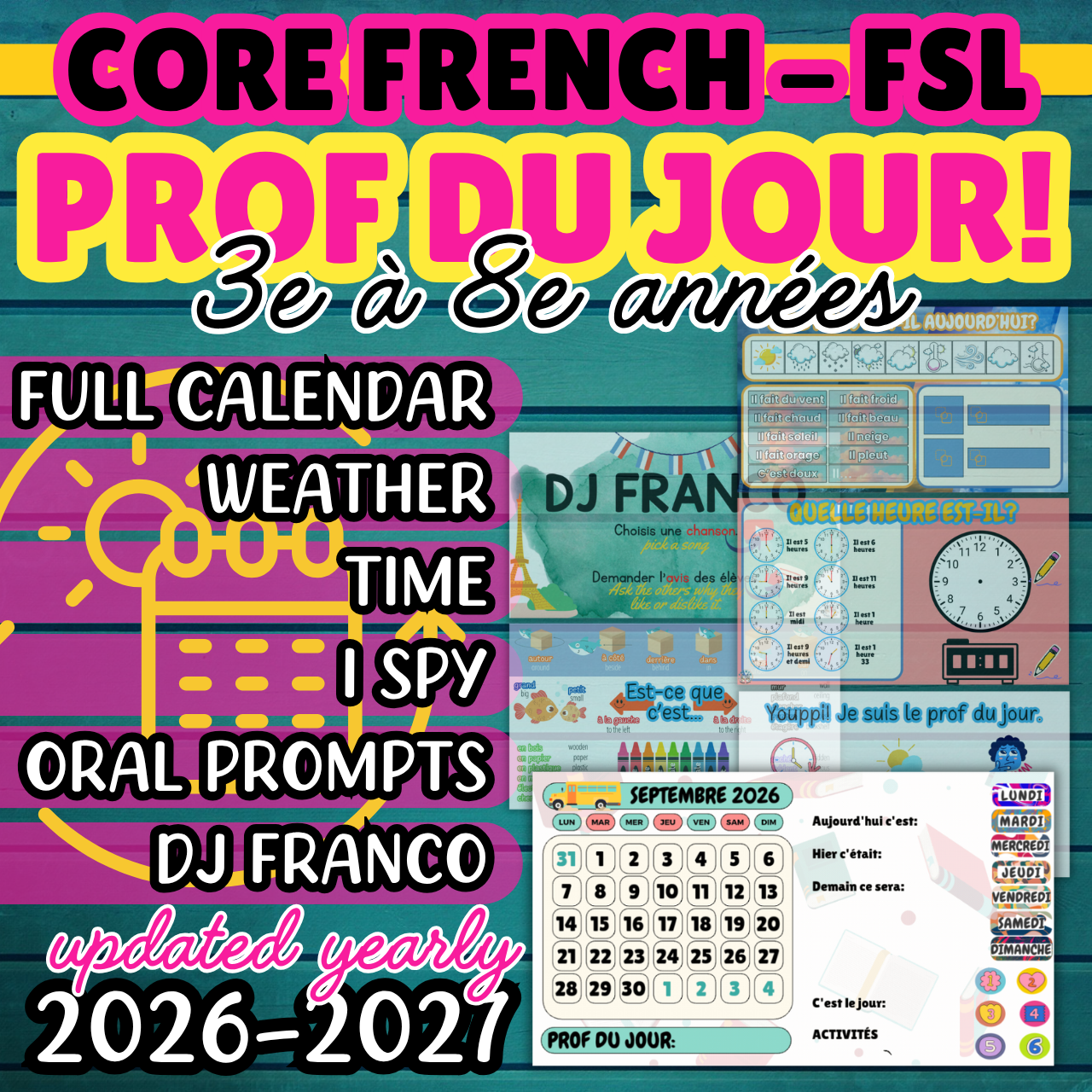 CORE FRENCH | FSL | PROF DU JOUR | DAILY ROUTINE | GAMES + COMMUNICATION PROMPTS